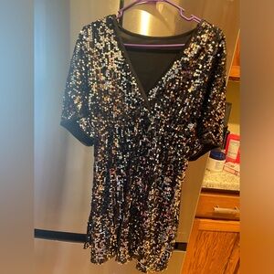 SHEIN Black Sequin Mini Dress